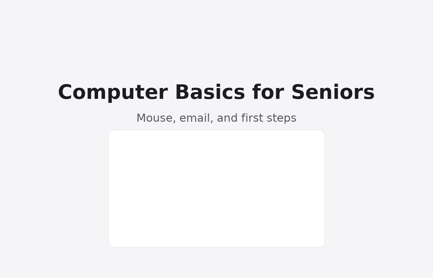 Computer Basics for Seniors
