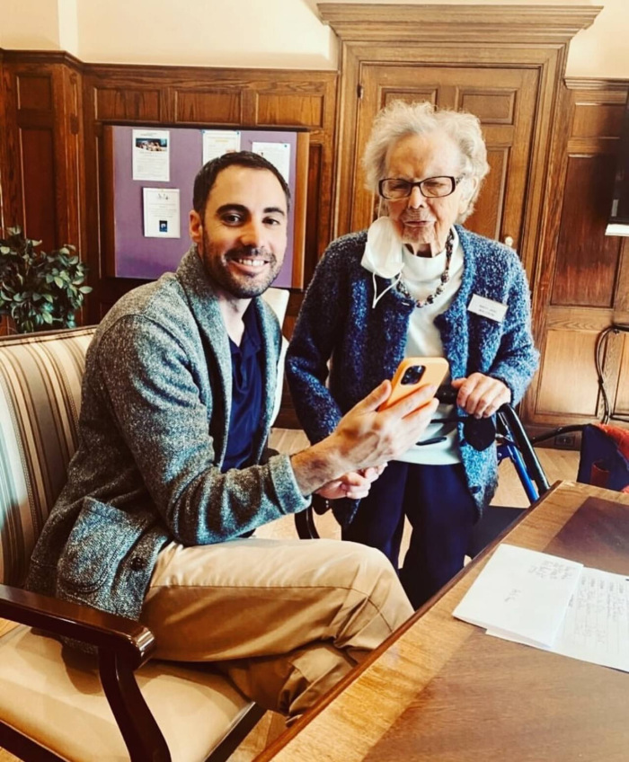 Greg Whalen assists 100 year old on her birthday